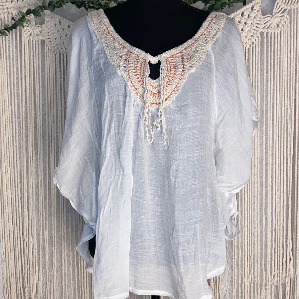 Fresh Brewed Sheer Peasant Blouse